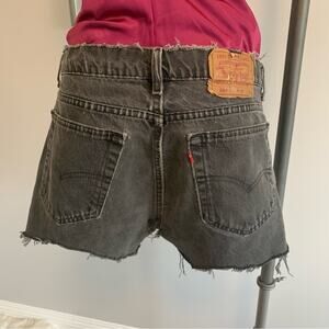 Vintage 1992 Levi’s 560 Cut-Off Black Jean Shorts USA Made denim Grunge Festival